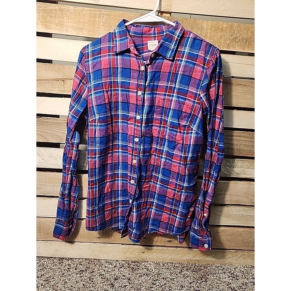 J.CREW Women's Multicolor Plaid Cotton Flannel Shirt Size M